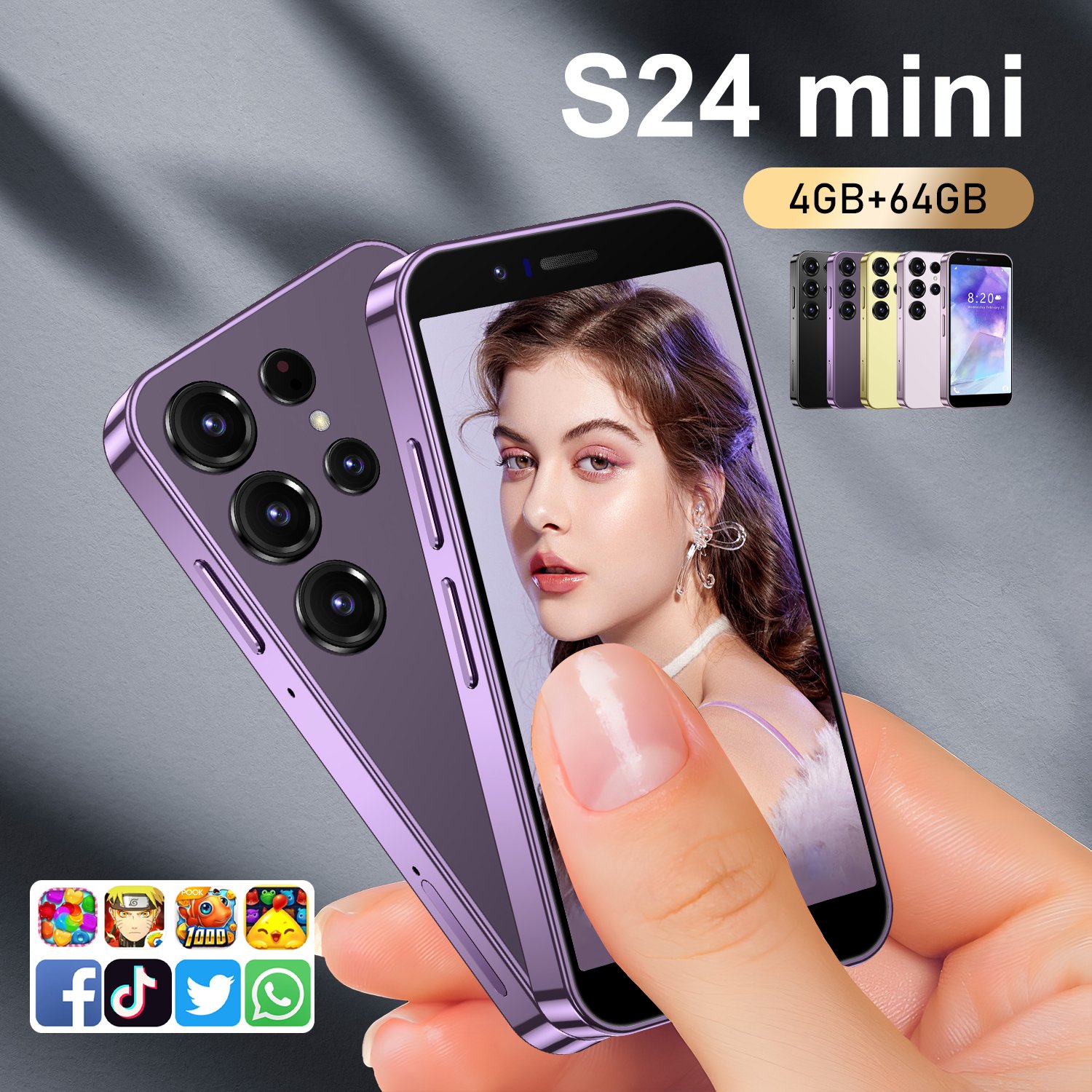 2024 New popular S24 mini cell phone unlocked dual SIM card IPS Screen WiFi & GPS 3G Smart Pocket Mini Android Phone